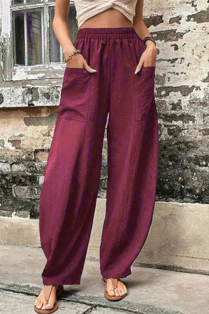 Casual dagelijkse stevige zak losse hoge taille Harlan effen kleur broek (11 kleuren)