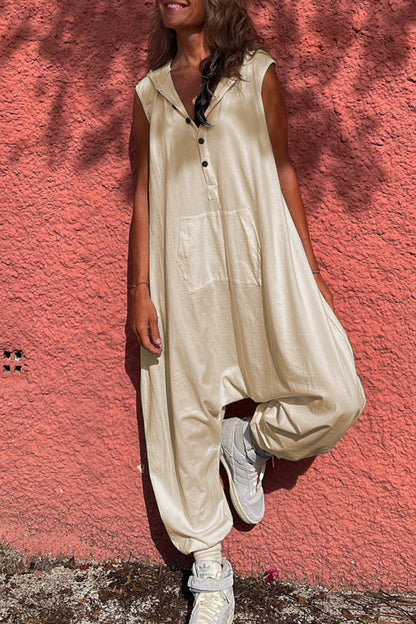 Casual Sportswear stevige zakken met capuchon rechte jumpsuits (3 kleuren)