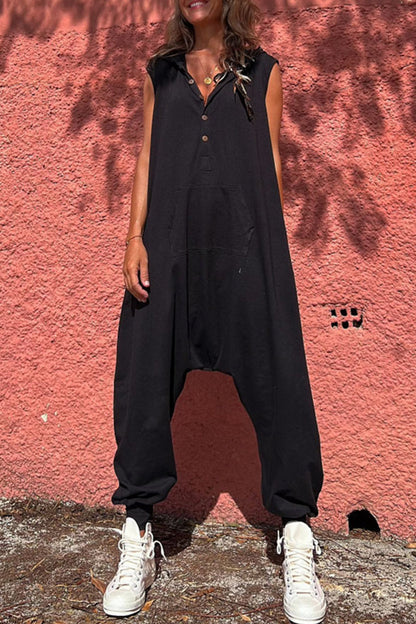 Casual Sportswear stevige zakken met capuchon rechte jumpsuits (3 kleuren)