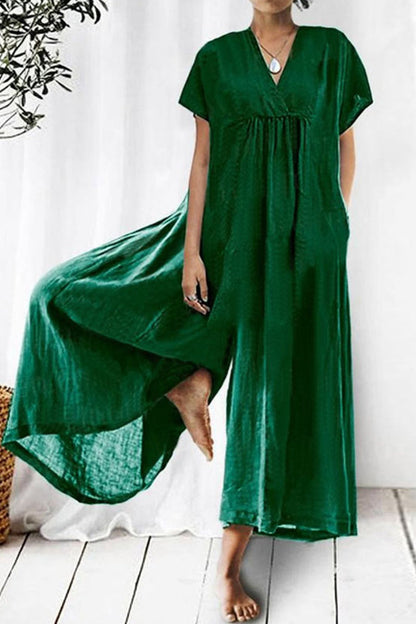 Casual loungewear met vaste zakken en losse V-hals