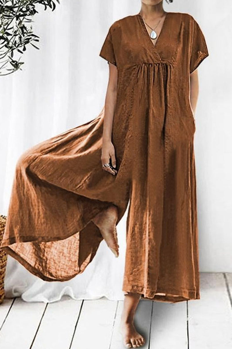 Casual loungewear met vaste zakken en losse V-hals