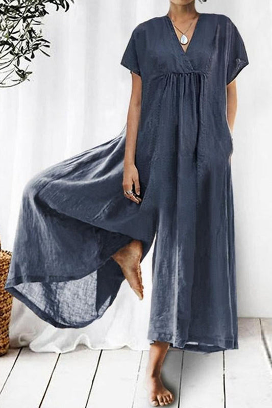Casual loungewear met vaste zakken en losse V-hals
