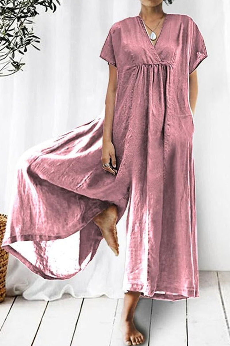 Casual loungewear met vaste zakken en losse V-hals