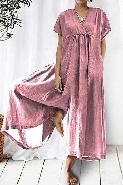 Casual loungewear met vaste zakken en losse V-hals