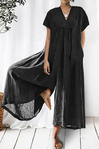 Casual loungewear met vaste zakken en losse V-hals