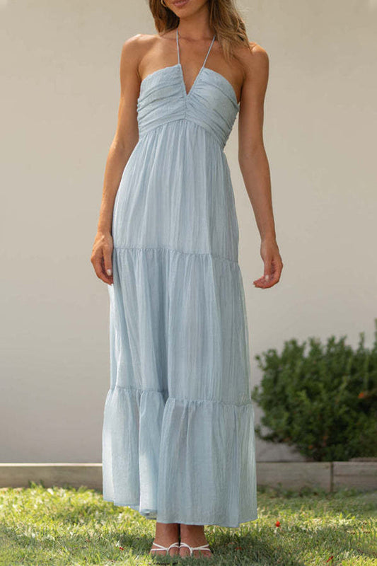 Jurk met halflange mouwen en halflange split in elegante en aantrekkelijke effen kleuren