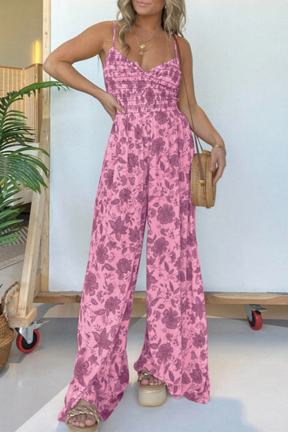 casual lounge-jumps met bloemenprint en rugloze spaghettibandjes (6 kleuren)