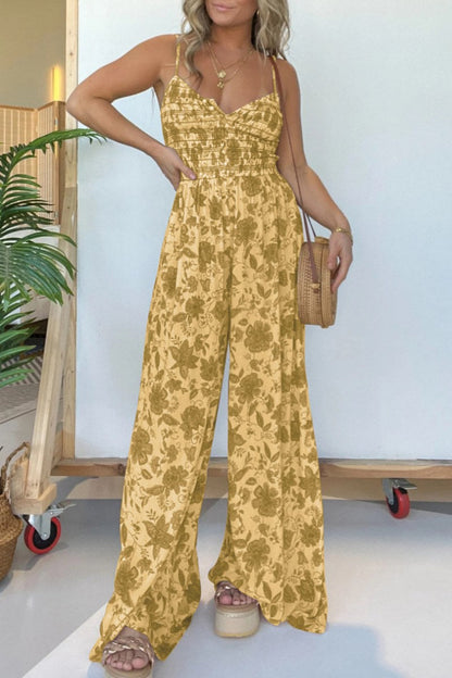 casual lounge-jumps met bloemenprint en rugloze spaghettibandjes (6 kleuren)
