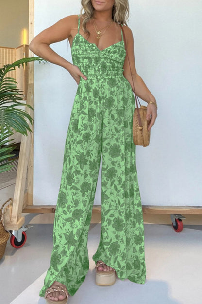 casual lounge-jumps met bloemenprint en rugloze spaghettibandjes (6 kleuren)