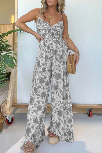 casual lounge-jumps met bloemenprint en rugloze spaghettibandjes (6 kleuren)
