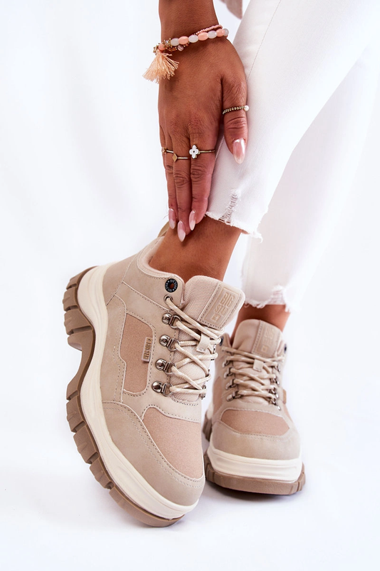 Dames wandelschoenen met beige zool