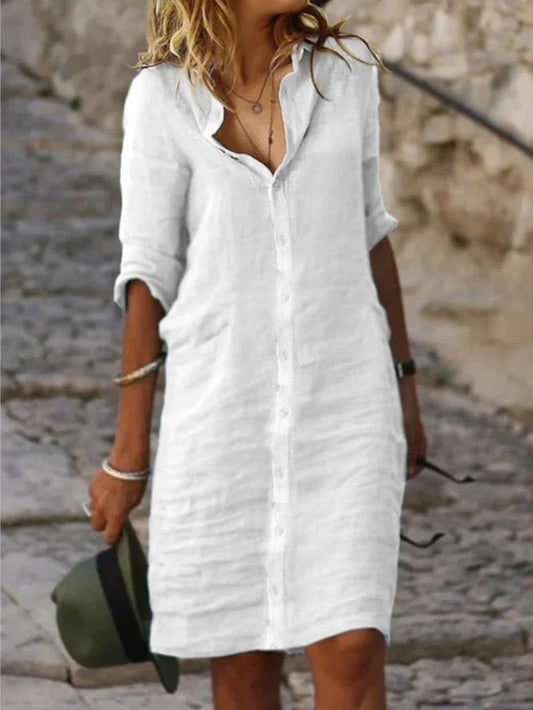Button-down jurk met reverskraag