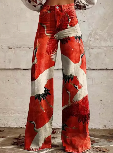Wijde broek met kleurrijke print