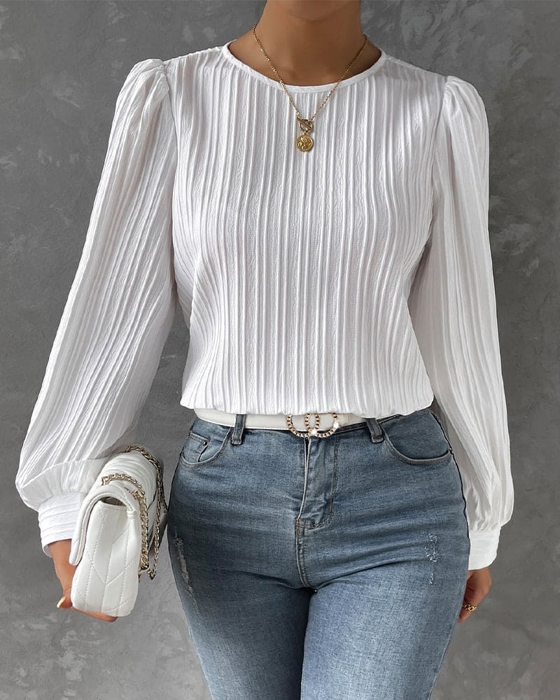 Melissa | Gestructureerde Blouse met Lantaarnmouwen voor Dames