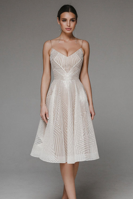 Xyros™ Elegante Geometrische Pailletten Midi Jurk