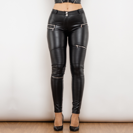 Zwarte strakke leren broek voor dames