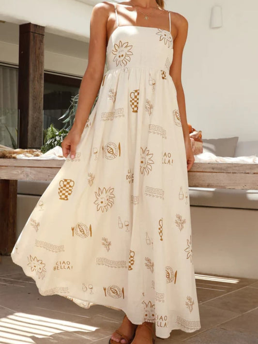 Chill Vibes maxi-jurk met open rug en dunne bandjes