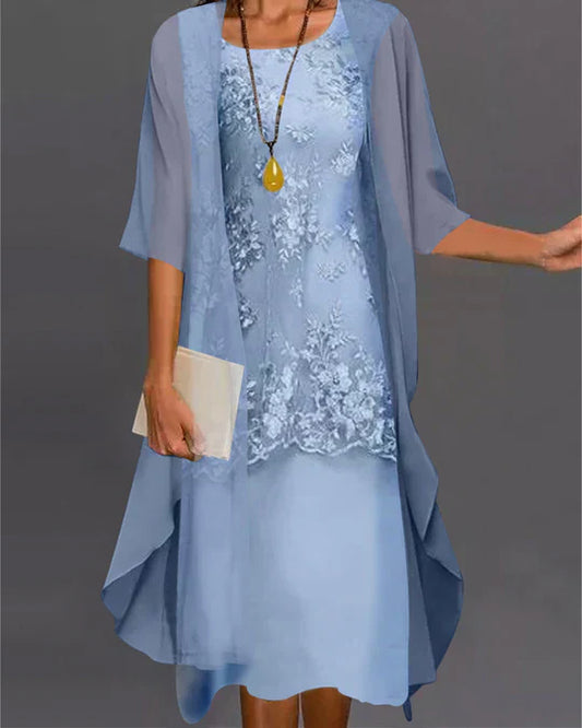 elegante tweedelige chiffon jurk
