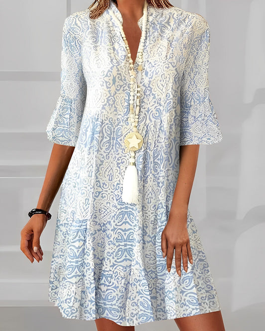 Elegante damesjurk met print in boho-stijl
