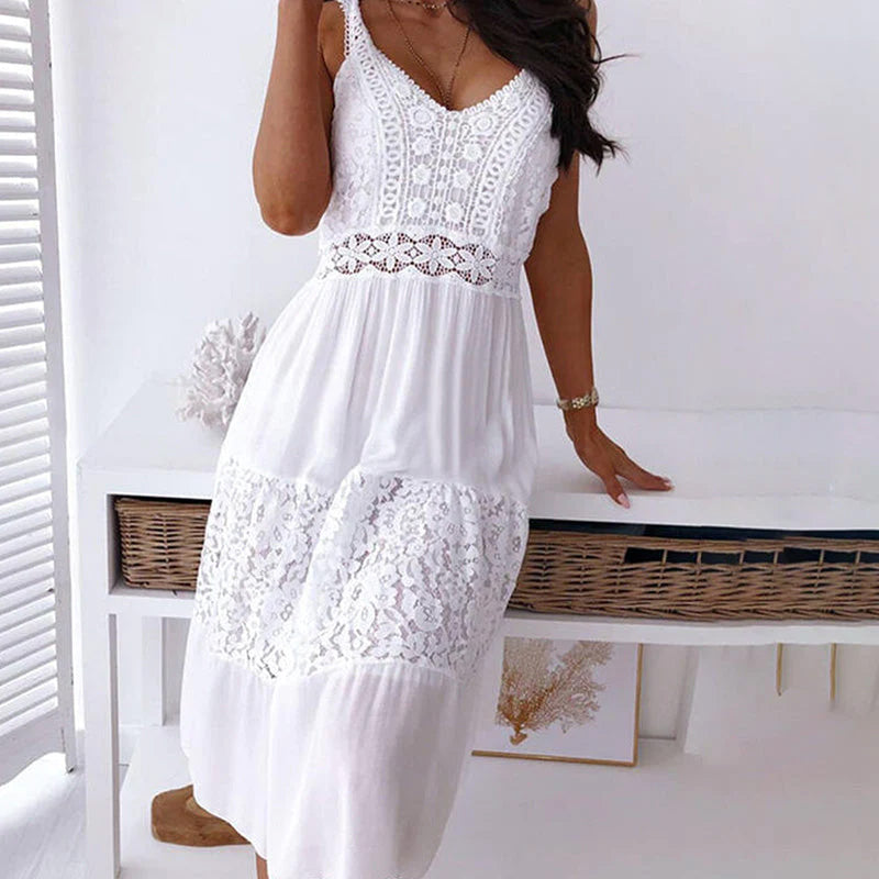 Elegante witte strandjurk