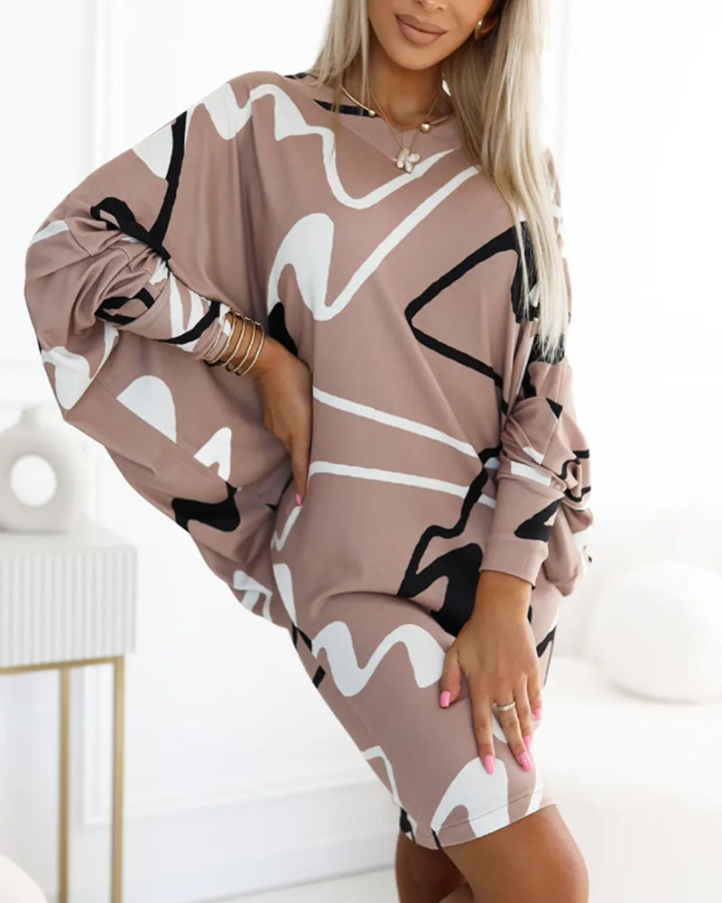 Casual jurk met lange mouwen en print