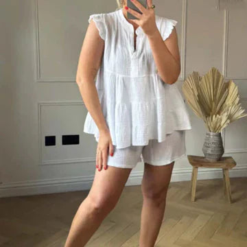 Korte broek en top met franje