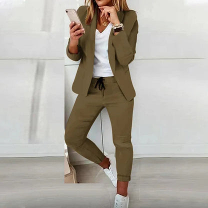 Blazer met lange mouwen en broek