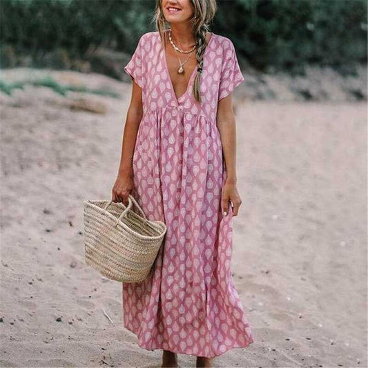 Hippie jurk met V-hals