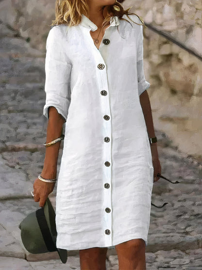 Casual zomerse linnen midi-jurk