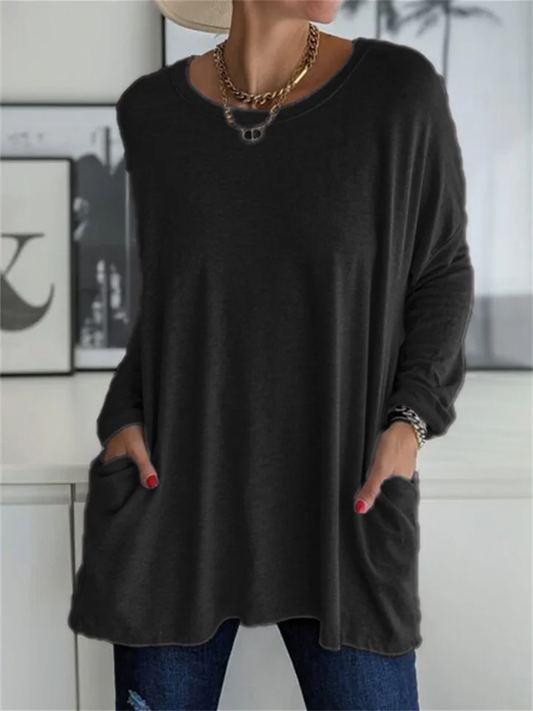 Losvallende blouse met zak voor alledaagse looks