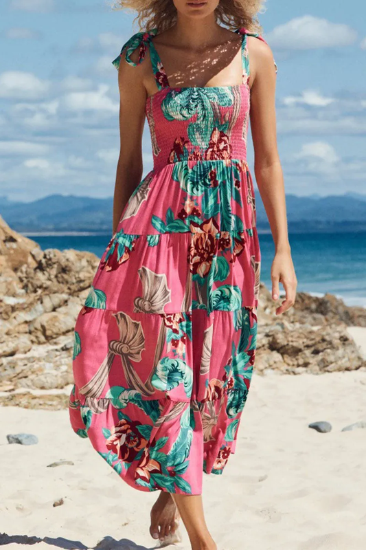 Jurk met print, dunne bandjes en trendy bohemian prints