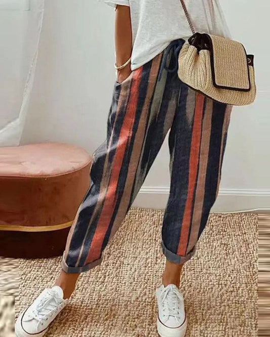 Casual linnen broek voor dames met zakken