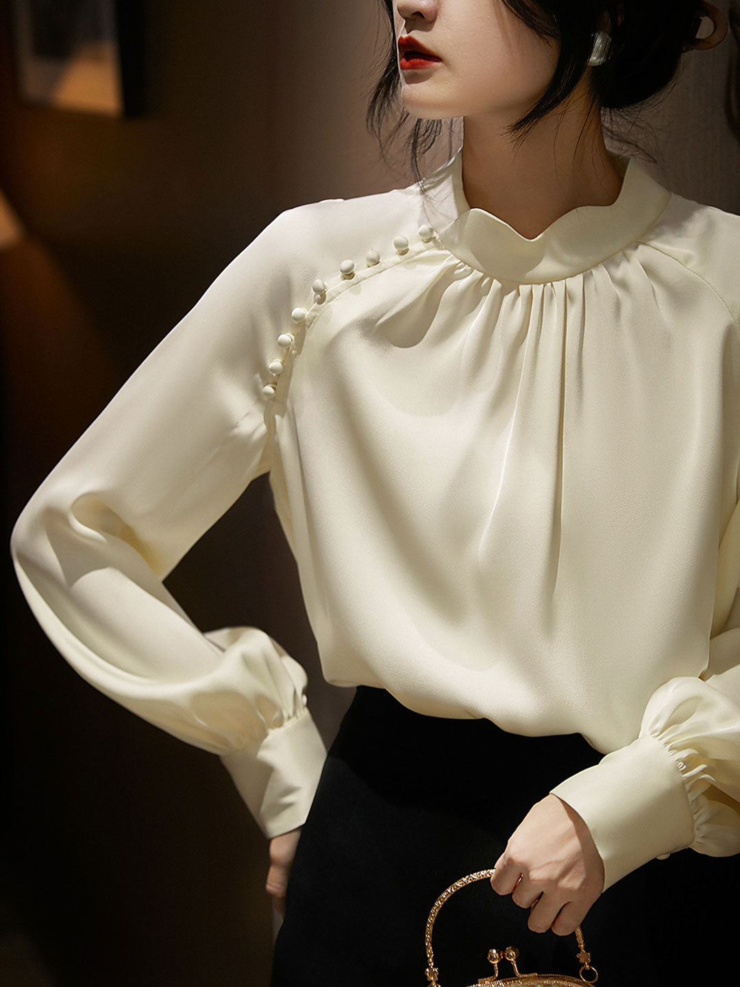 Firouza Blouse | Knoopjurk met lange mouwen voor dames