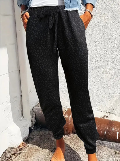 Casual joggingbroek met luipaardprint en vaste zoom