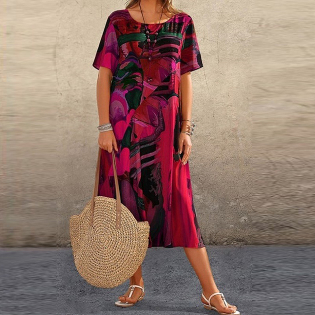 Zomerse midi-jurk met moderne print