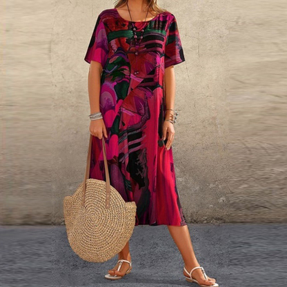 Zomerse midi-jurk met moderne print