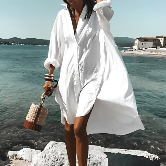 Belle - Witte zomerblouse jurk
