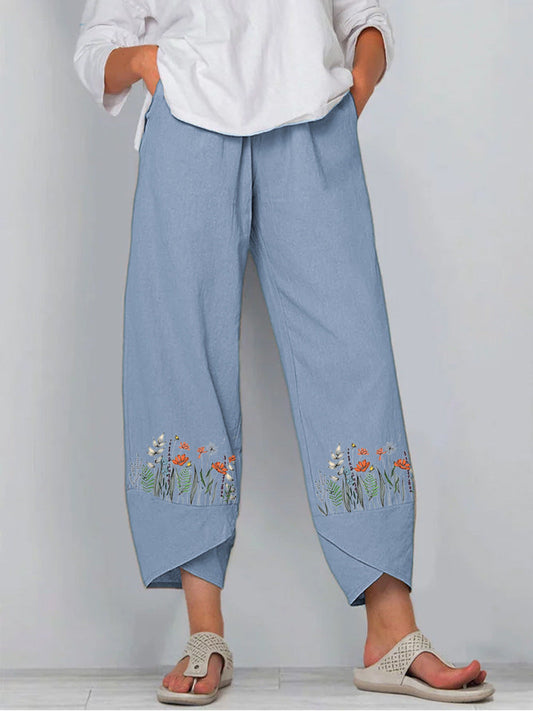 Broek met print en elastische tailleband