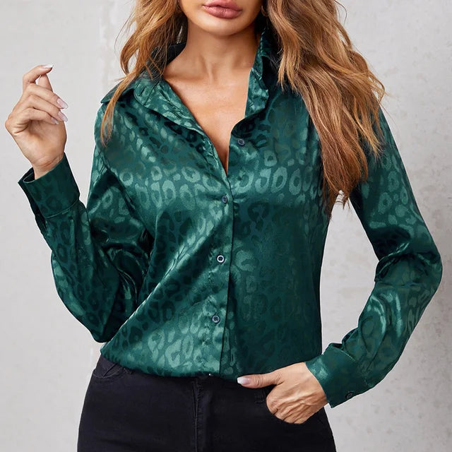 Ubelia Blouse | Lange Mouw Luipaard Blouse