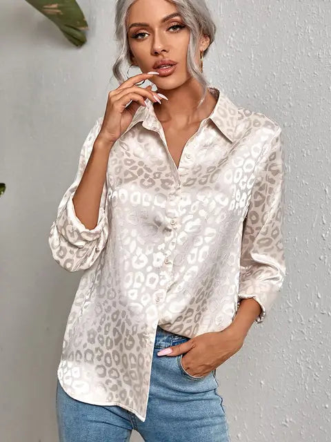 Ubelia Blouse | Lange Mouw Luipaard Blouse