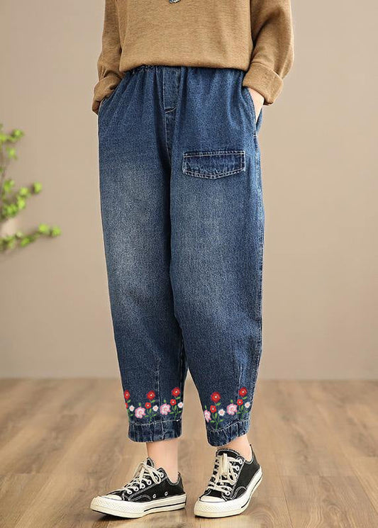 Fallon - Elastische Taille Oversized Denim Broek