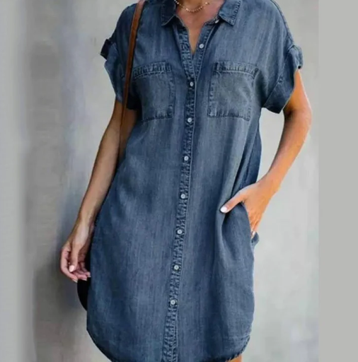 Denim vrijetijdskleding met korte mouwen