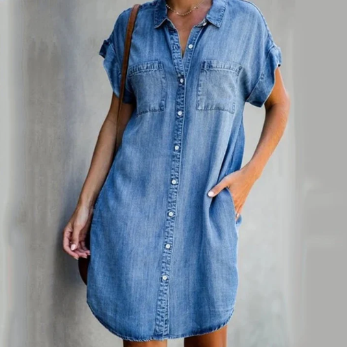 Denim vrijetijdskleding met korte mouwen