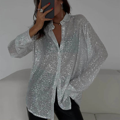 Ussina Blouse | Glitter Blouse met lange mouwen