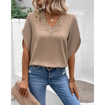 Verda Blouse | Casual V-hals Kanten Blouse