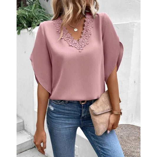Verda Blouse | Casual V-hals Kanten Blouse
