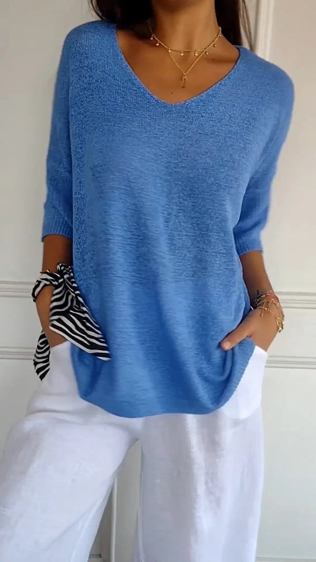 Shafina Top | Losse V-Hals Top