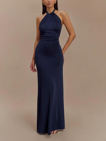 Lange jurk met halflange mouwen en elegante stijl voor speciale gelegenheden