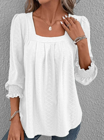Sabrine Blouse | Katoenen Blouse met Vierkante Halslijn
