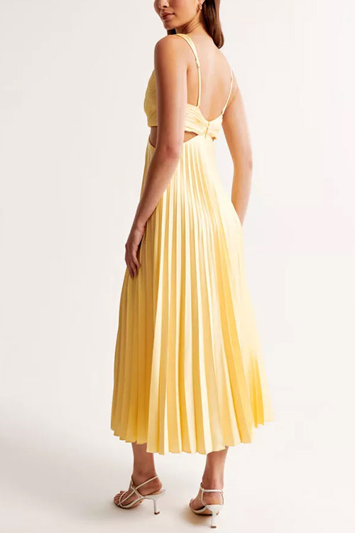 Plissé maxi jurk met detail in de taille